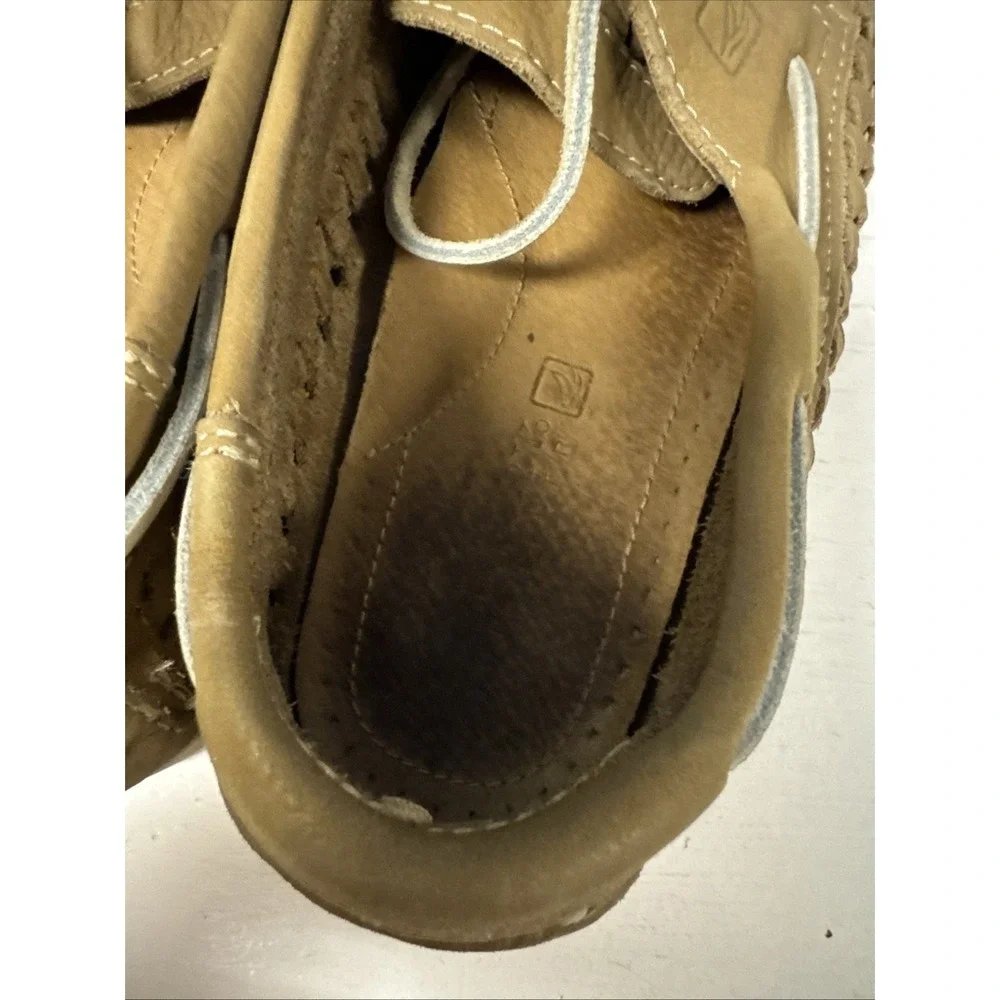 Sperry‎ Tan Leather Sully Woven Boat Shoes Mens Size 8.5